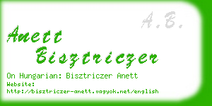 anett bisztriczer business card